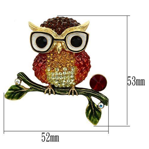 MALO2408 - Gold White Metal Brooches with Top Grade Crystal in Multi Color