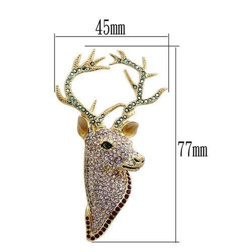 MALO2410 - Gold White Metal Brooches with Top Grade Crystal in Multi Color