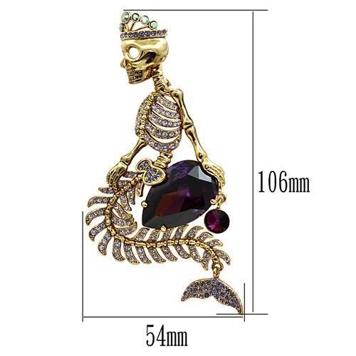MALO2412 - Gold White Metal Brooches with AAA Grade CZ in Amethyst