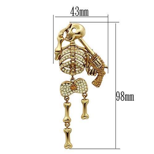 MALO2414 - Gold White Metal Brooches with Top Grade Crystal in Multi Color