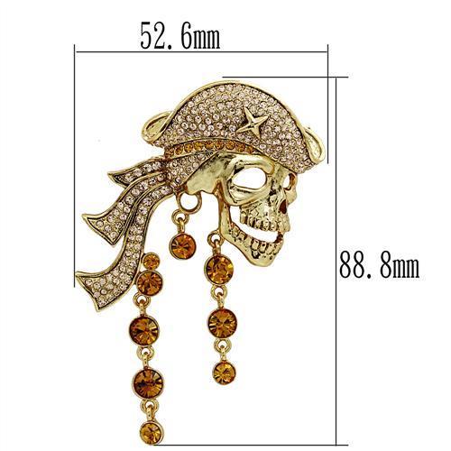 MALO2415 - Gold White Metal Brooches with Top Grade Crystal in Multi Color
