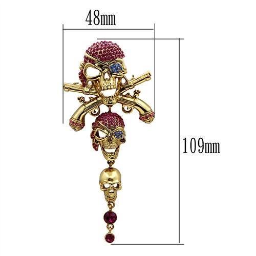 MALO2416 - Gold White Metal Brooches with Top Grade Crystal in Multi Color
