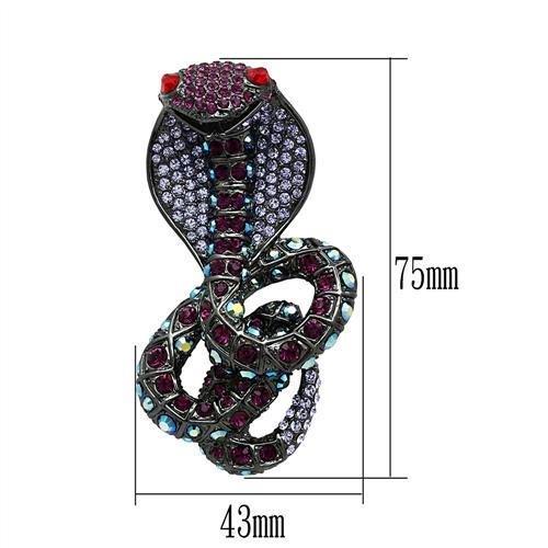 MALO2422 - Ruthenium White Metal Brooches with Top Grade Crystal in Multi Color