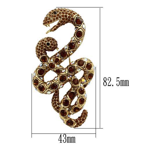 MALO2423 - Gold White Metal Brooches with Top Grade Crystal in Multi Color