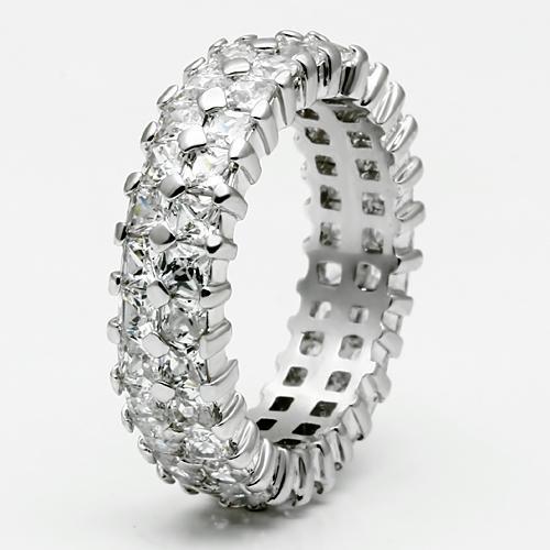 MALO2431 - Rhodium Brass Ring with AAA Grade CZ in Clear