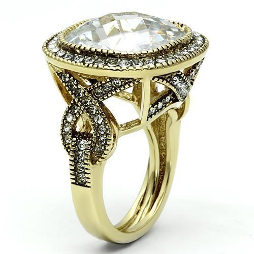 MALO2436 - Gold Brass Ring with AAA Grade CZ in Clear