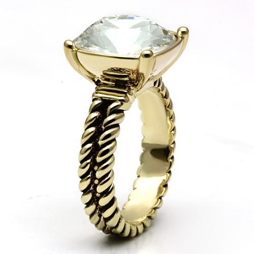 MALO2447 - Gold Brass Ring with AAA Grade CZ in Clear