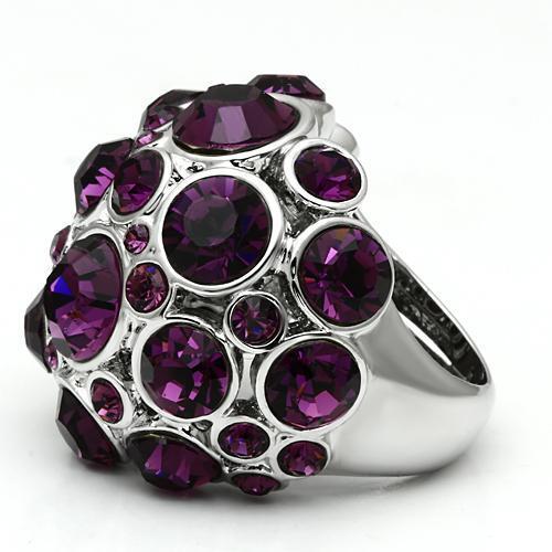 MALO2462 - Rhodium Brass Ring with Top Grade Crystal in Amethyst