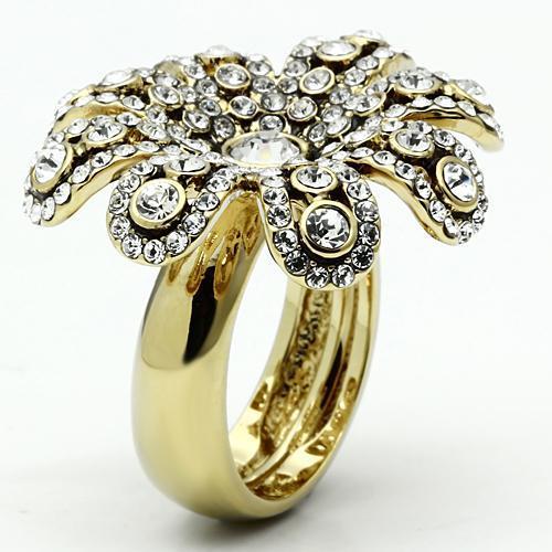MALO2465 - Gold Brass Ring with Top Grade Crystal in Clear