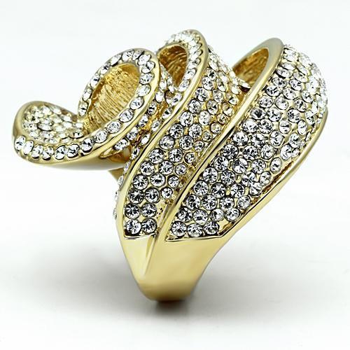 MALO2472 - Gold Brass Ring with Top Grade Crystal in Light Smoked