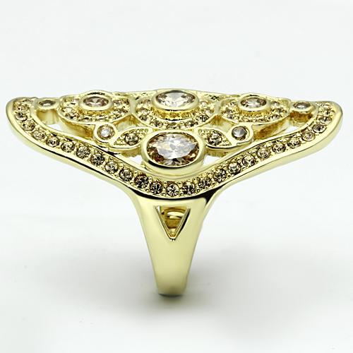 MALO2496 - Gold Brass Ring with AAA Grade CZ in Champagne