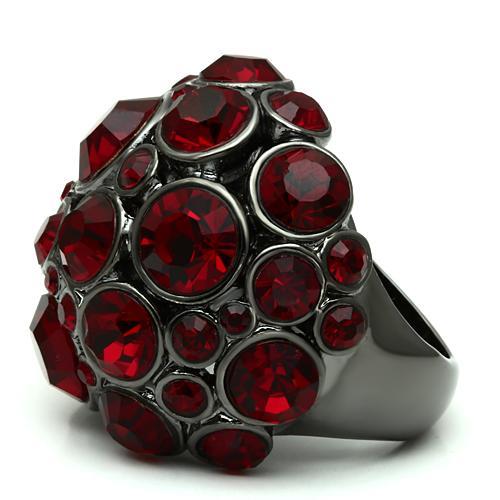 MALO2501 - Ruthenium Brass Ring with Top Grade Crystal in Siam