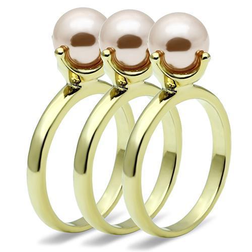 MALO2508 - Gold Brass Ring with Synthetic Pearl in Light Rose