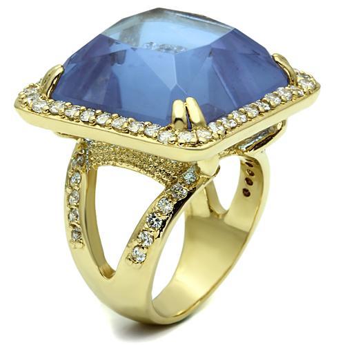 MALO2511 - Gold Brass Ring with Synthetic Synthetic Glass in Light Amethyst