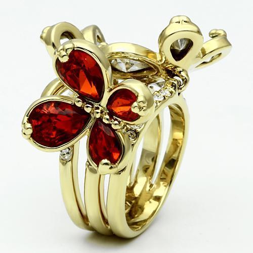 MALO2547 - Gold Brass Ring with Assorted in Multi Color