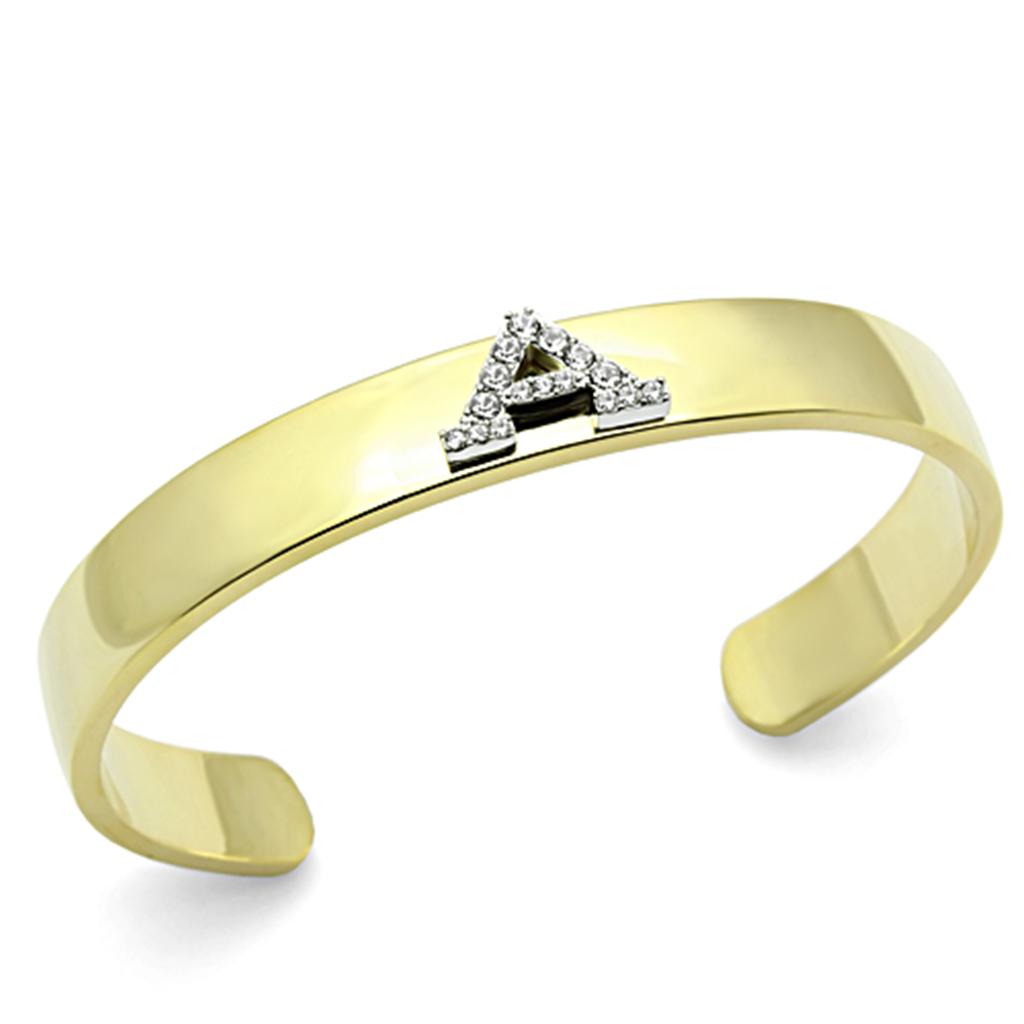MALO2570 - Gold+Rhodium White Metal Bangle with Top Grade Crystal in Clear