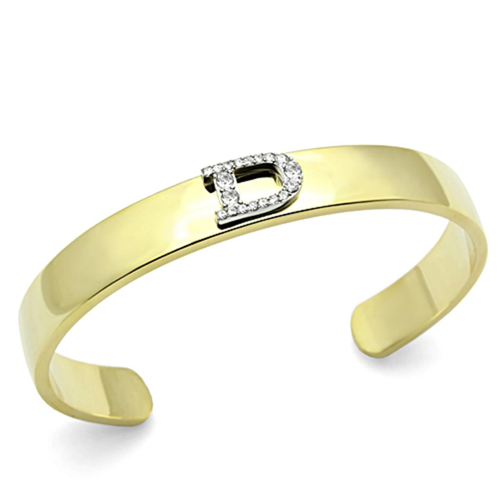 MALO2573 - Gold+Rhodium White Metal Bangle with Top Grade Crystal in Clear