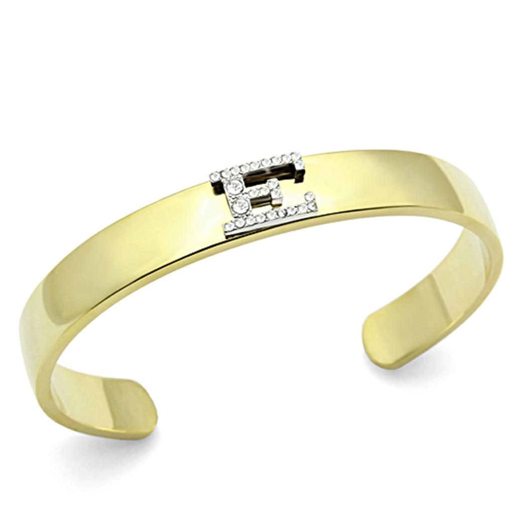 MALO2574 - Gold+Rhodium White Metal Bangle with Top Grade Crystal in Clear