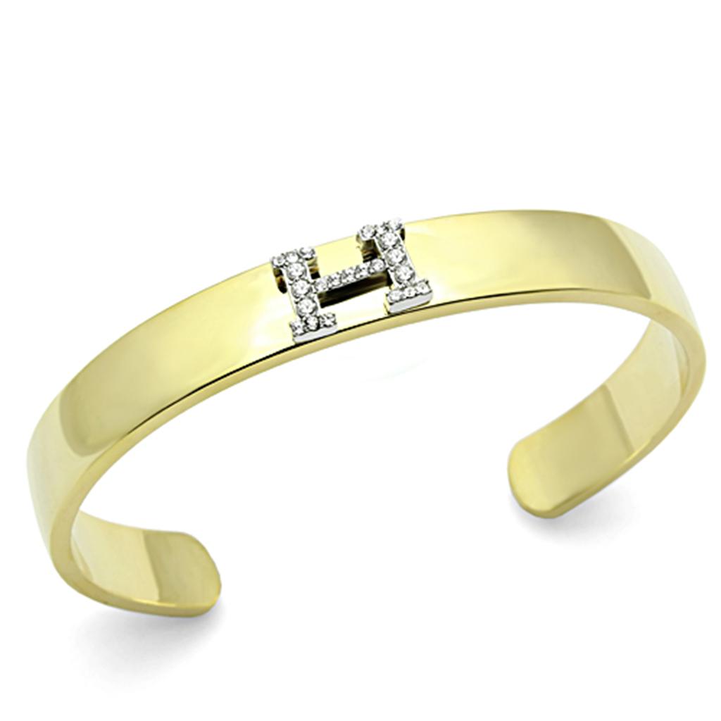 MALO2577 - Gold+Rhodium White Metal Bangle with Top Grade Crystal in Clear