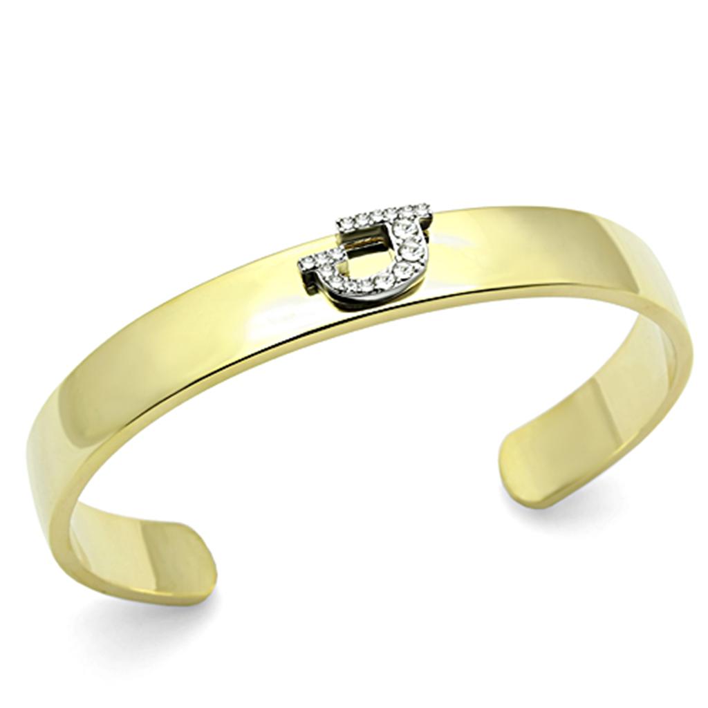 MALO2579 - Gold+Rhodium White Metal Bangle with Top Grade Crystal in Clear