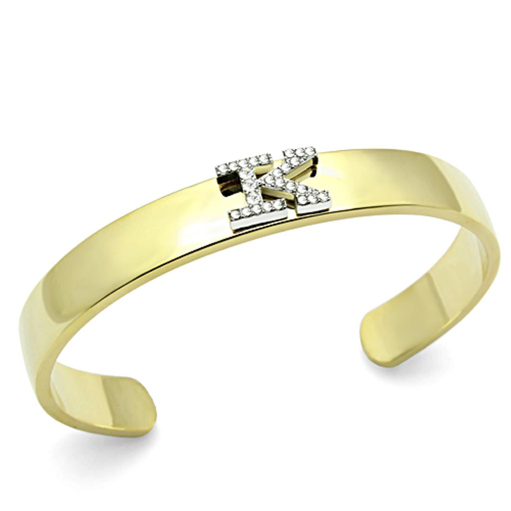 MALO2580 - Gold+Rhodium White Metal Bangle with Top Grade Crystal in Clear