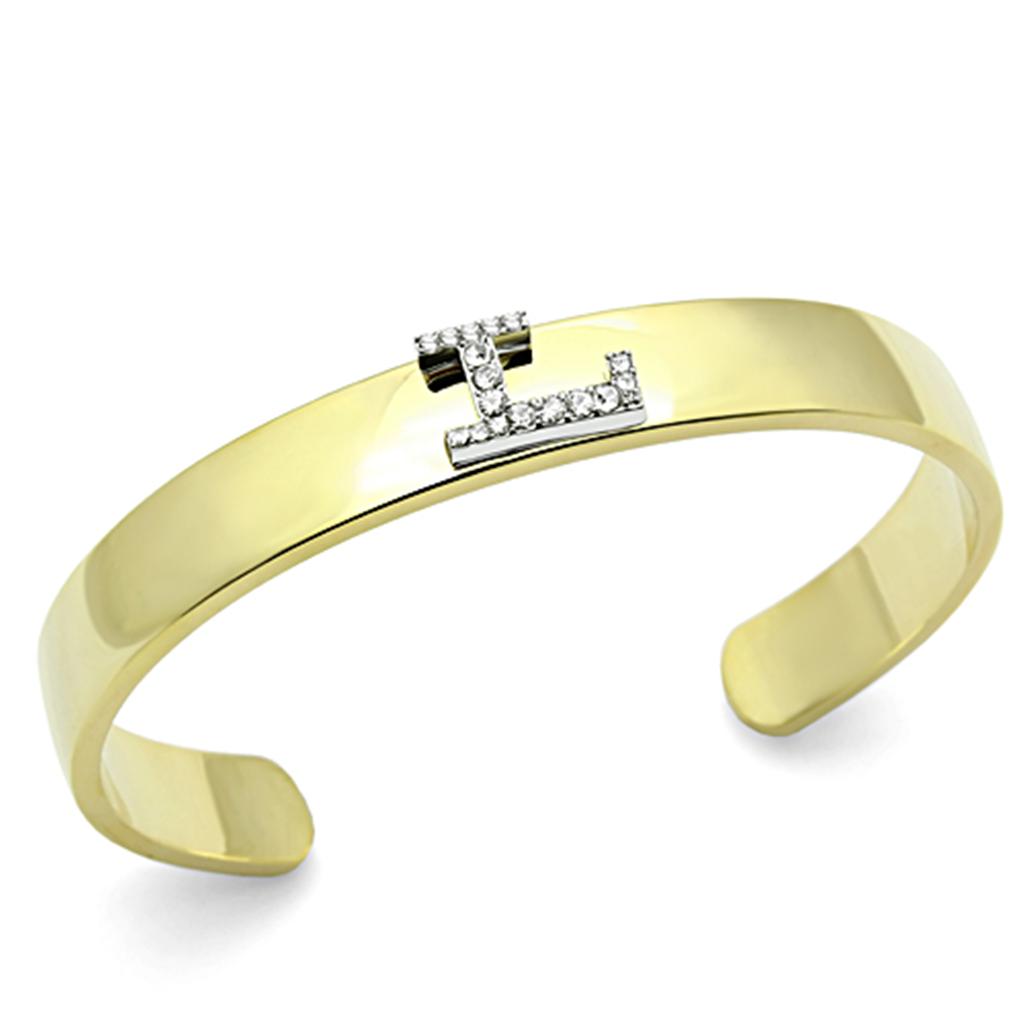 MALO2581 - Gold+Rhodium White Metal Bangle with Top Grade Crystal in Clear