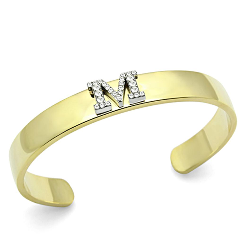 MALO2582 - Gold+Rhodium White Metal Bangle with Top Grade Crystal in Clear