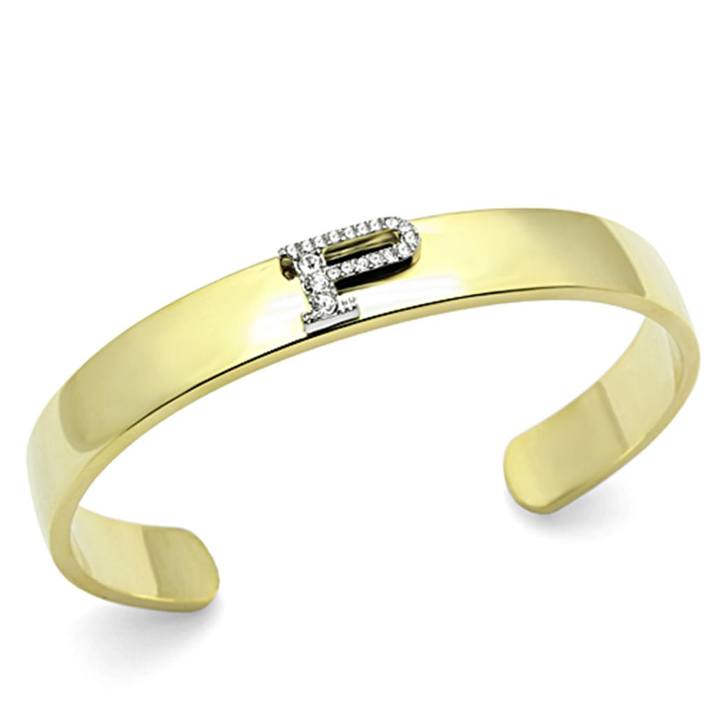 MALO2585 - Gold+Rhodium White Metal Bangle with Top Grade Crystal in Clear