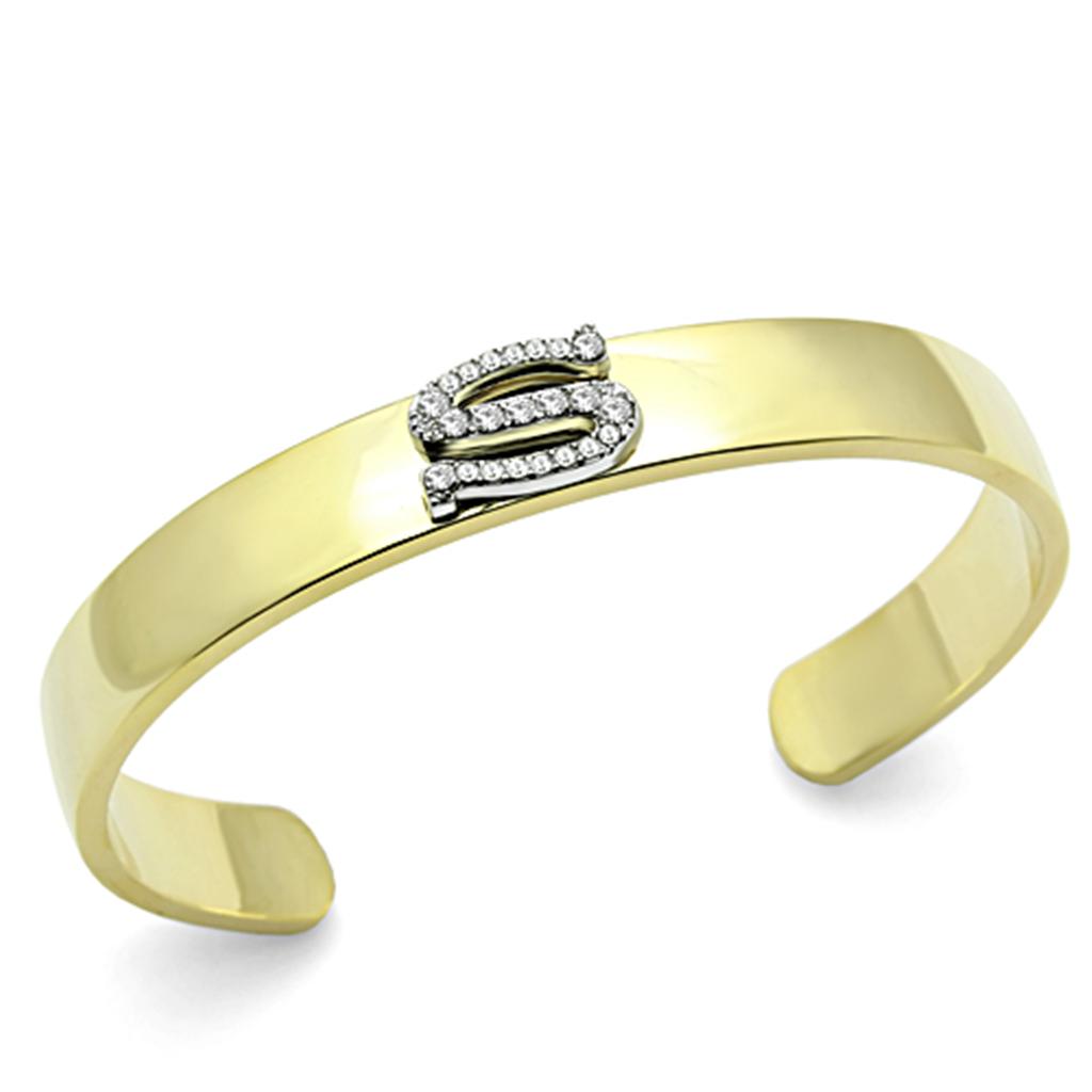 MALO2588 - Gold+Rhodium White Metal Bangle with Top Grade Crystal in Clear