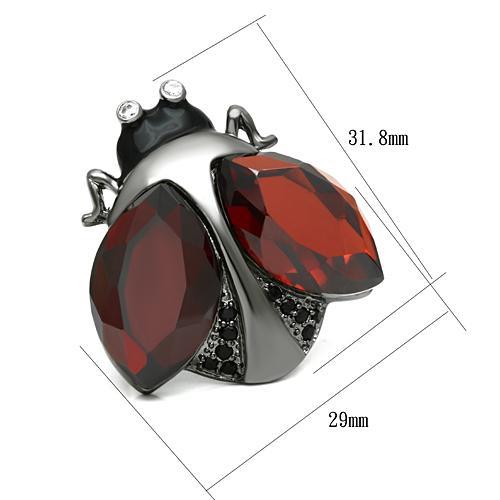 MALO2601 - Ruthenium Brass Ring with AAA Grade CZ in Garnet