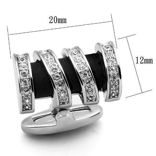 MALO2633 - Rhodium Brass Cufflink with Top Grade Crystal in Clear