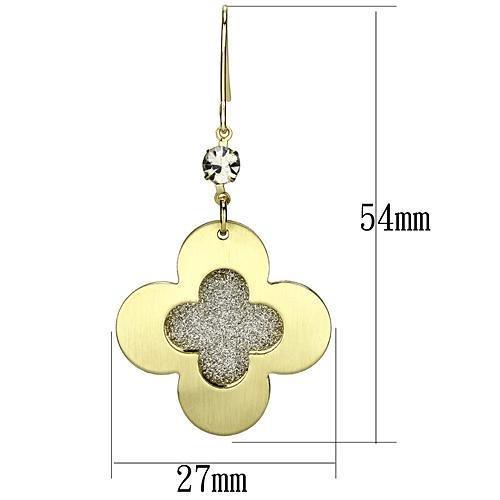 MALO2668 - Matte Gold & Gold Iron Earrings with Top Grade Crystal in Clear