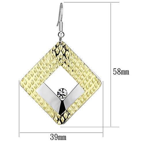 MALO2673 - Gold+Rhodium Iron Earrings with Top Grade Crystal in Clear