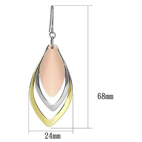 MALO2681 - Rhodium + Gold + Rose Gold Iron Earrings with No Stone