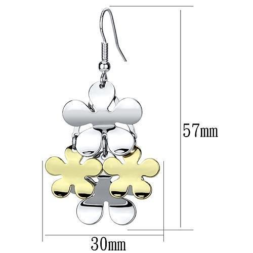 MALO2686 - Gold+Rhodium Iron Earrings with No Stone
