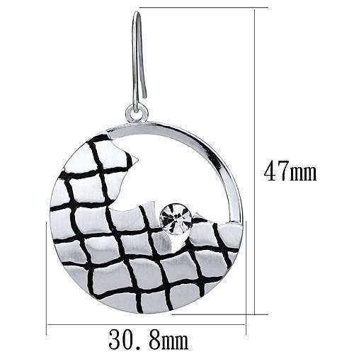 MALO2687 - Matte Rhodium & Rhodium Iron Earrings with Top Grade Crystal in Clear