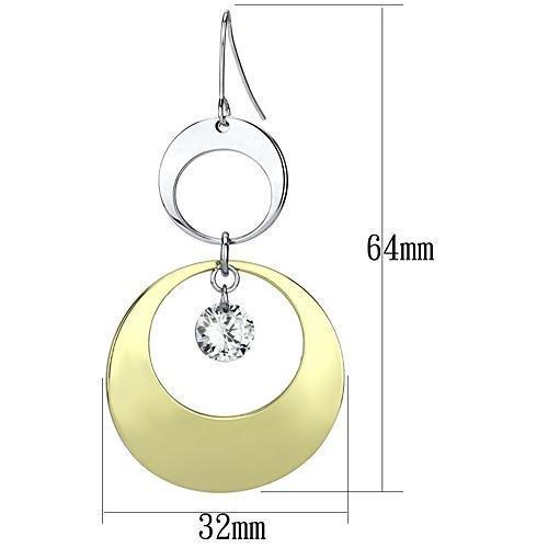 MALO2691 - Gold+Rhodium Iron Earrings with AAA Grade CZ in Clear