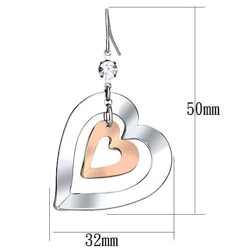 MALO2695 - Rose Gold + Rhodium Iron Earrings with Top Grade Crystal in Clear