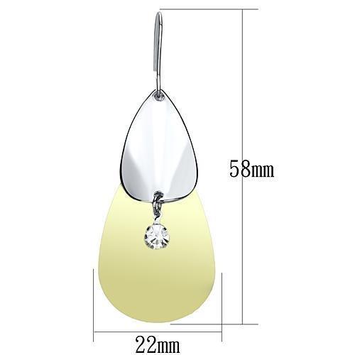 MALO2696 - Gold+Rhodium Iron Earrings with Top Grade Crystal in Clear