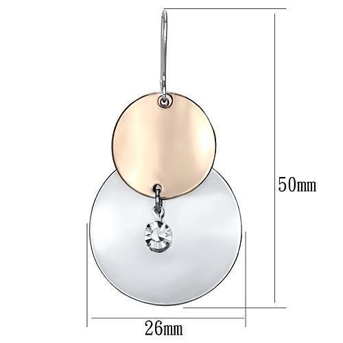 MALO2697 - Rose Gold + Rhodium Iron Earrings with Top Grade Crystal in Clear