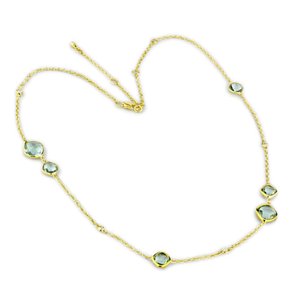 MALO2703 - Gold Brass Necklace with Synthetic Synthetic Glass in Emerald