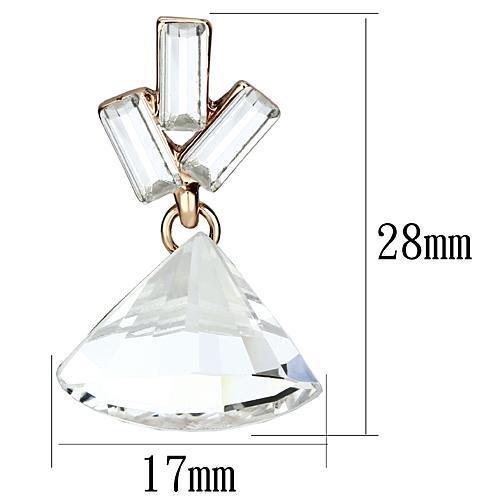 MALO2751 - Rose Gold Iron Earrings with Top Grade Crystal in Clear