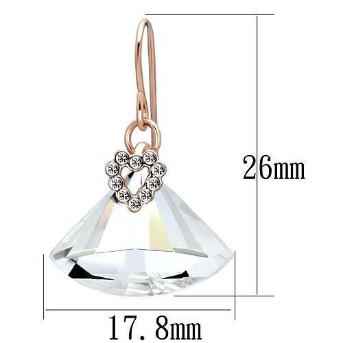 MALO2755 - Rose Gold Iron Earrings with Top Grade Crystal in Clear