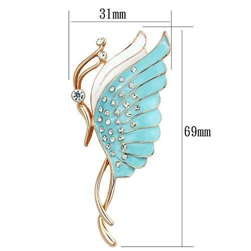 MALO2772 - Flash Rose Gold White Metal Brooches with Top Grade Crystal in Clear