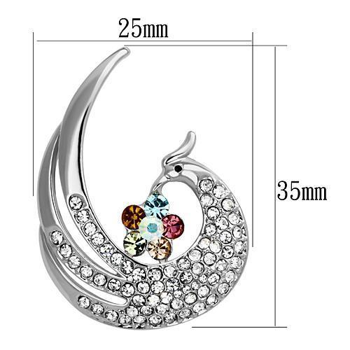 MALO2773 - Imitation Rhodium White Metal Brooches with Top Grade Crystal in Multi Color