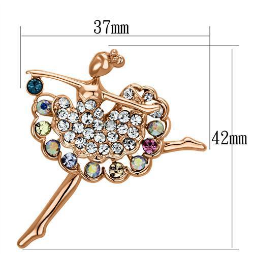 MALO2782 - Flash Rose Gold White Metal Brooches with Top Grade Crystal in Multi Color