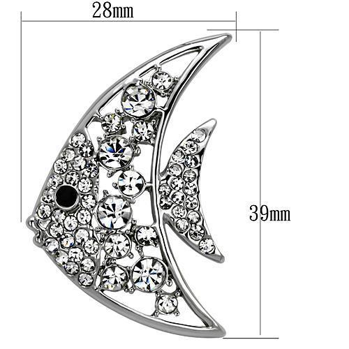 MALO2786 - Imitation Rhodium White Metal Brooches with Top Grade Crystal in Clear