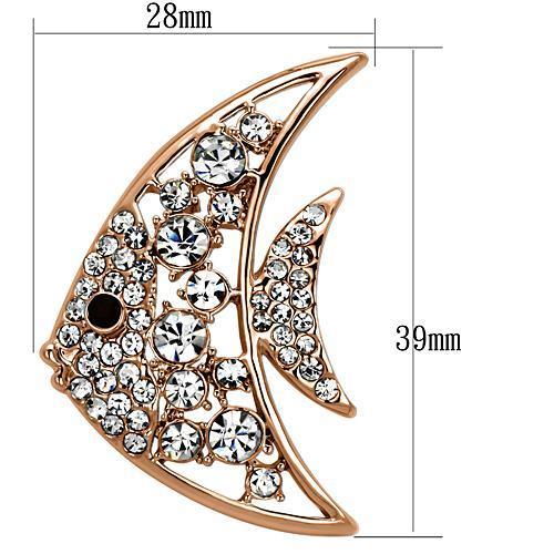 MALO2787 - Flash Rose Gold White Metal Brooches with Top Grade Crystal in Clear