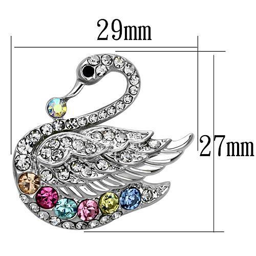 MALO2788 - Imitation Rhodium White Metal Brooches with Top Grade Crystal in Multi Color