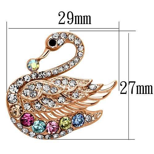 MALO2789 - Flash Rose Gold White Metal Brooches with Top Grade Crystal in Multi Color